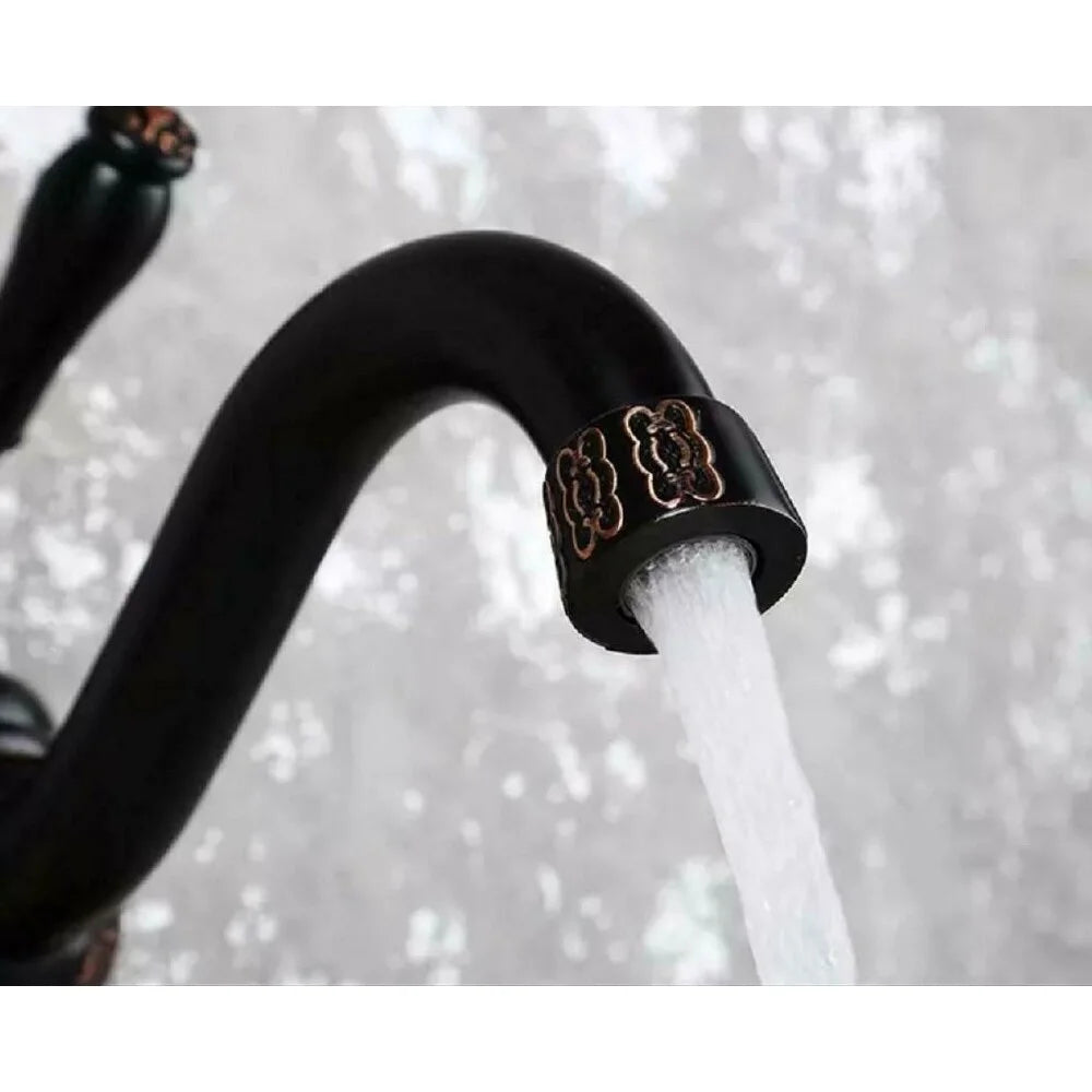 SimplyCopper 13" Clayborne Oil Rubbed Bronze Bathroom Faucet with Copper Design - 13' X 11" X 7"