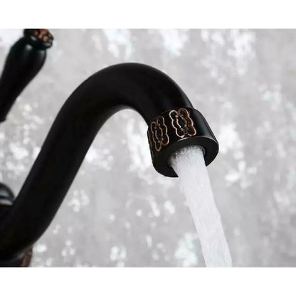 SimplyCopper 13" Clayborne Oil Rubbed Bronze Bathroom Faucet with Copper Design - 13' X 11" X 7"