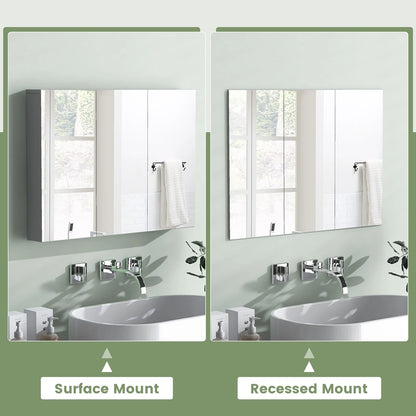 Giantex Large Mirrored Medicine Cabinet, Bathroom Wall Mounted Storage Cabinet with Triple Mirrored Doors and Adjustable Shelves, Ideal for Bathroom, Living Room, 36 x 4.5 x 25.5 inches (White)