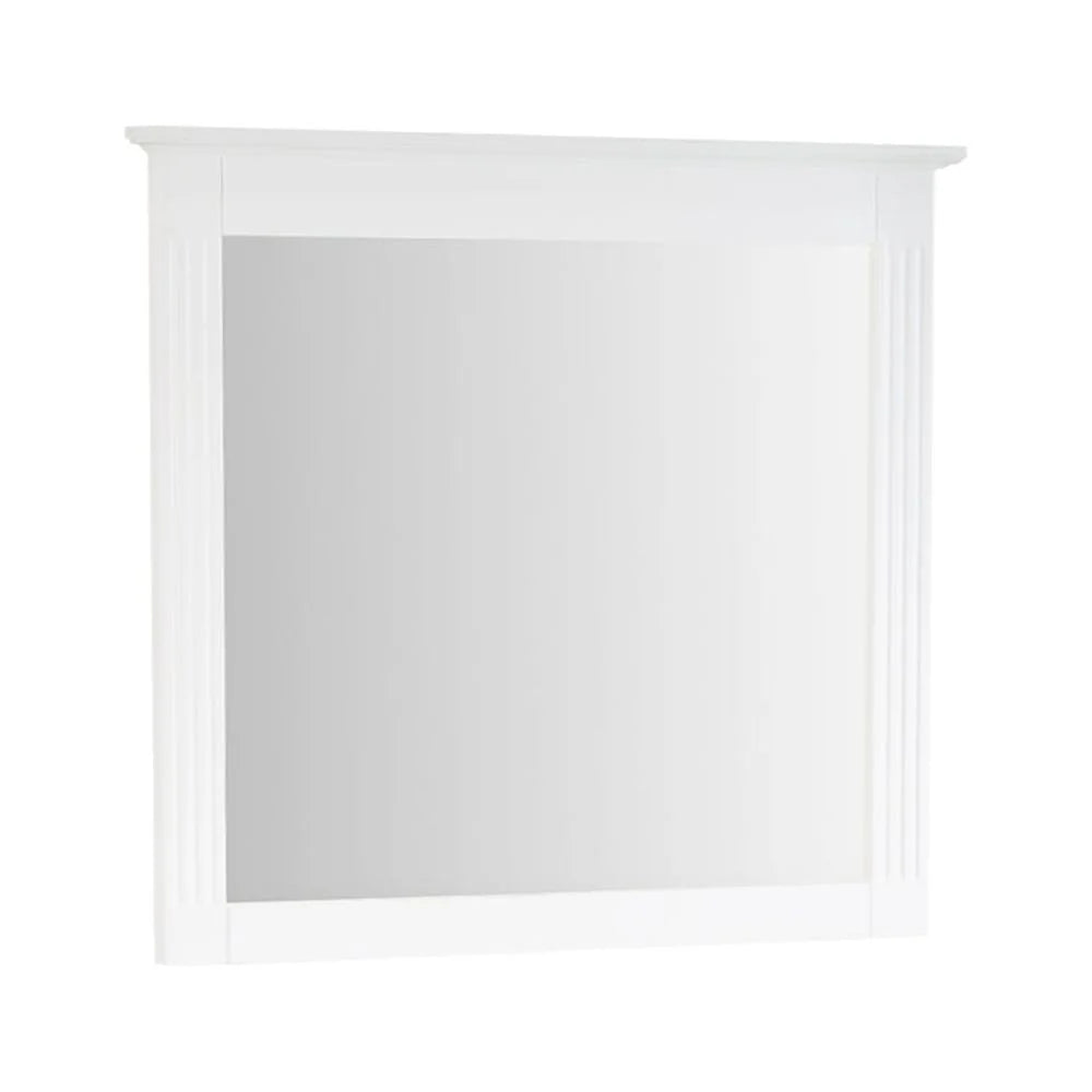 Forclover 38" x 33" Rectangle Wall-Mounted Wooden Framed Vanity Mirror, Makeup Bathroom Wall Mirror for Bathroom Living Room Entryway, White