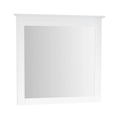 Forclover 38" x 33" Rectangle Wall-Mounted Wooden Framed Vanity Mirror, Makeup Bathroom Wall Mirror for Bathroom Living Room Entryway, White