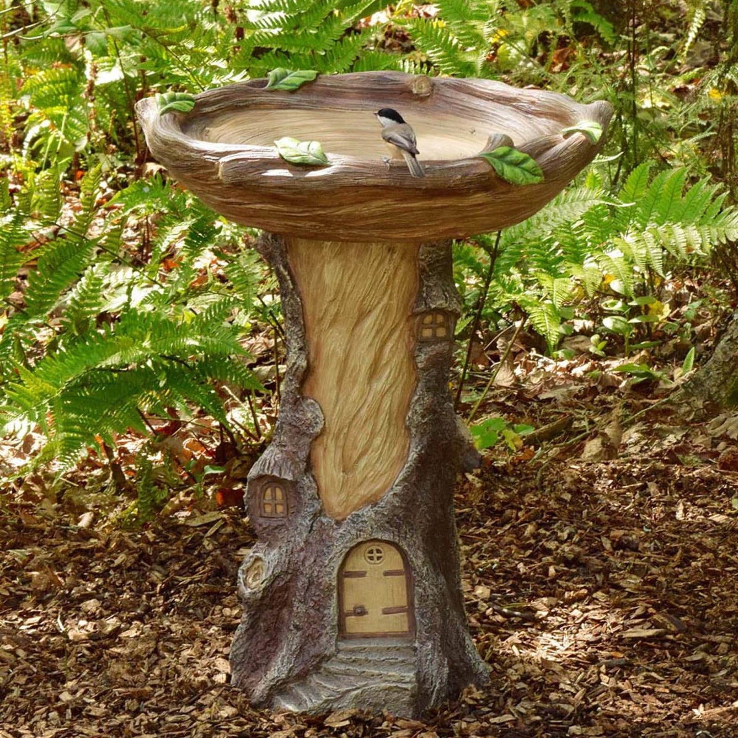 Giftesty Beautiful Sunflower Bird Bath Brown Pedestal Handmade For Outdoor