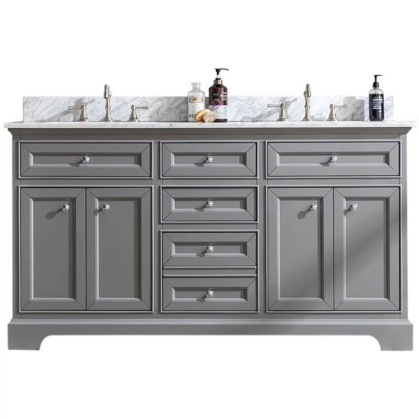 Ari Kitchen & Bath South Bay 55" Solid Wood Bathroom Vanity in Gray