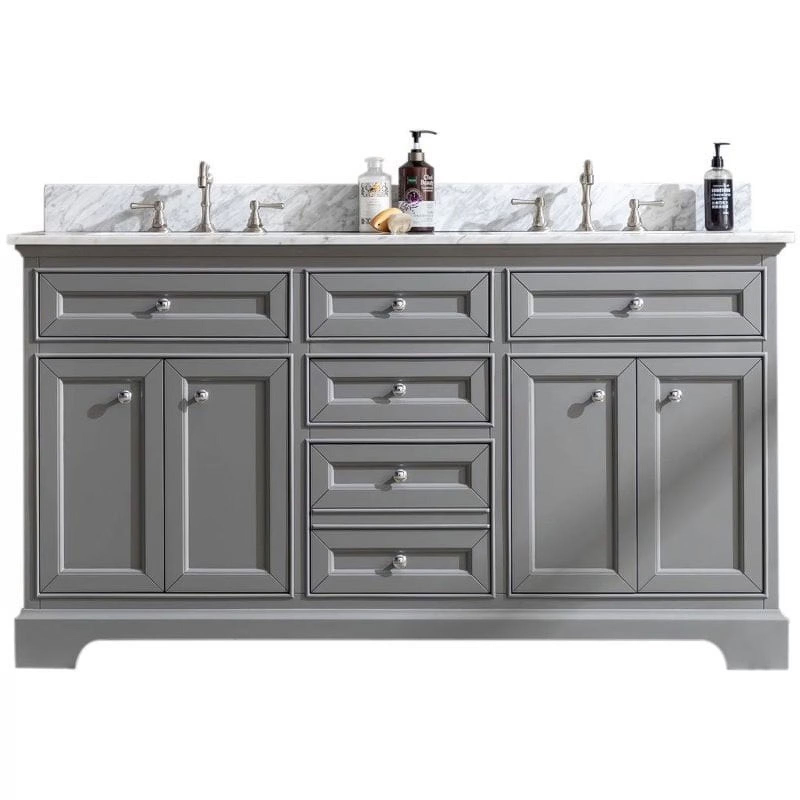 Ari Kitchen & Bath South Bay 55" Solid Wood Bathroom Vanity in Gray