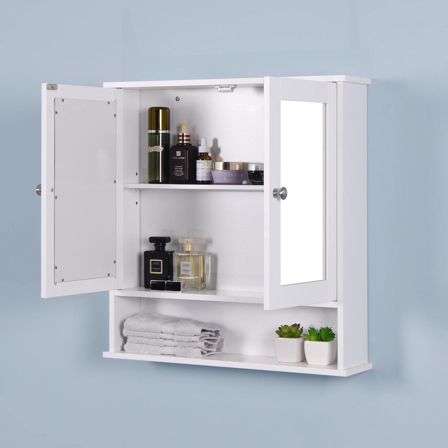 Algherohein Bathroom Cabinet Storage with Mirror,Medicine Cabinet over The Toilet Shelf,White