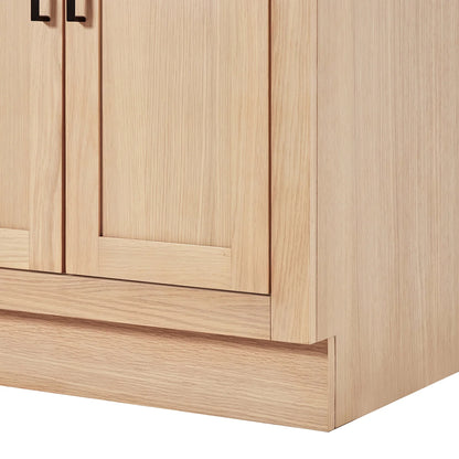 ARIEL Hepburn 72 Inch Double Rectangle Sink Bathroom Vanity With Carrara White Quartz Countertop 1.5 Inch Edge In Oak