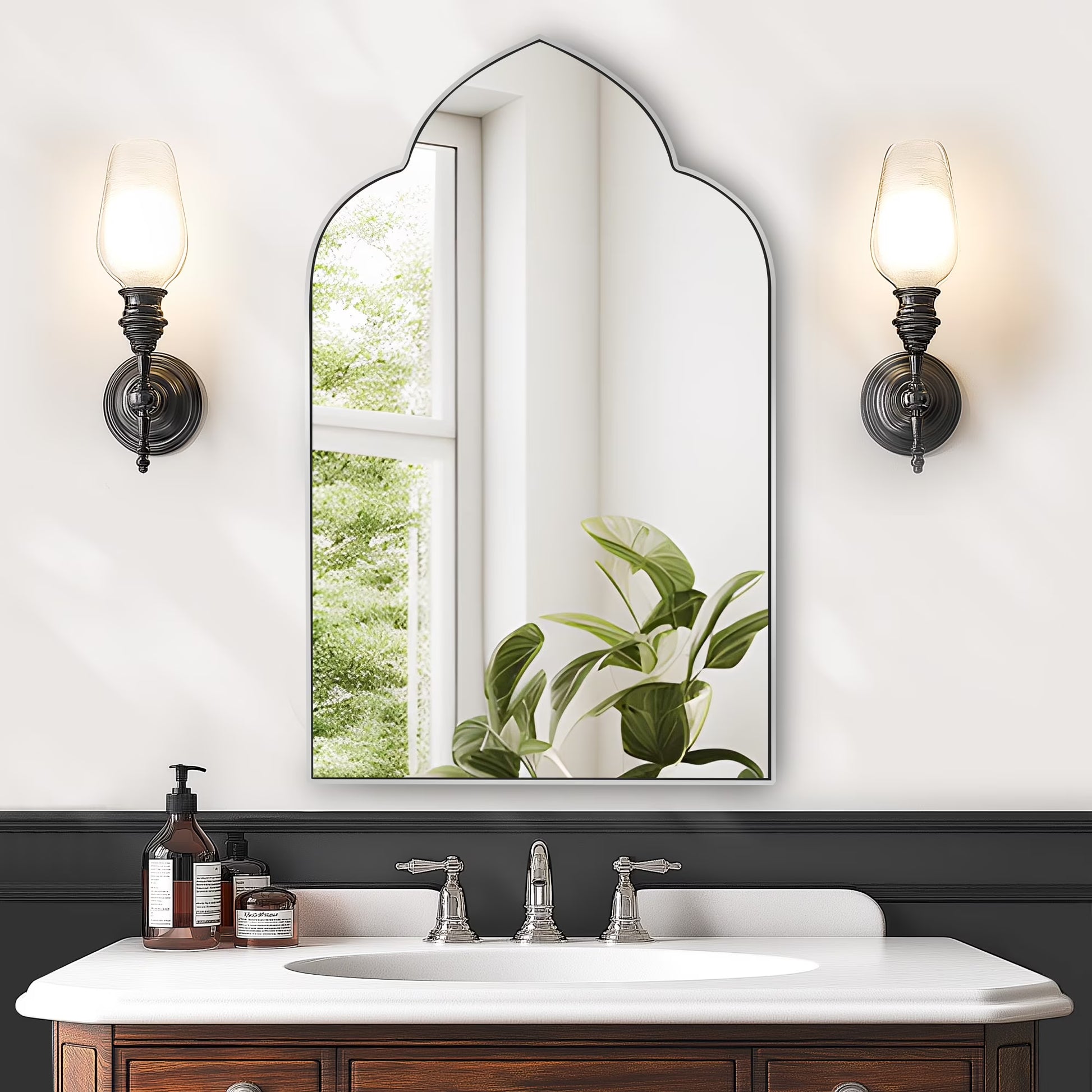 Soges Bathroom Medicine Cabinet with 3 Adjustable Storage Shelves, Wall Mounted Metal Framed Mirror Cabinet Recessed Medicine Cabinet, Cloud Shape Bathroom Mirror Cabinet, 19.7x31.5 Inches, Black