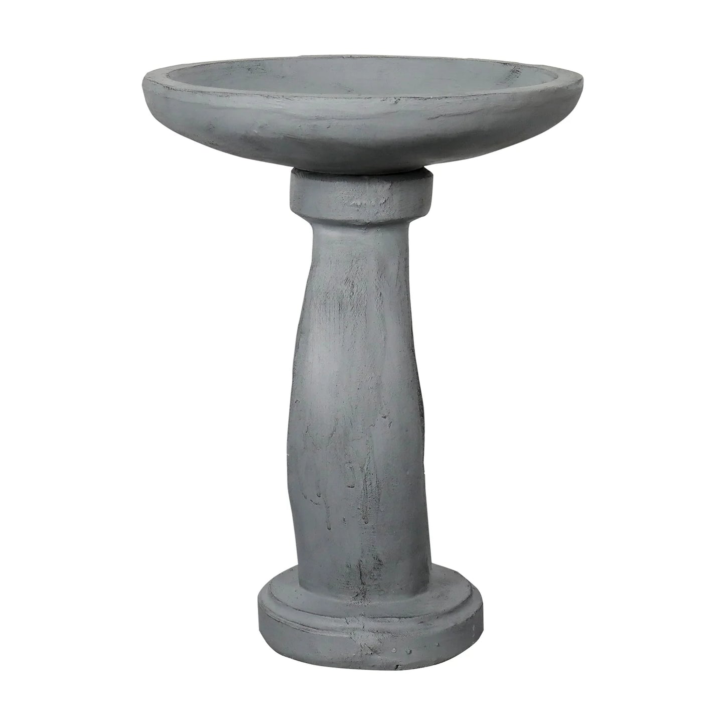 21.8 Inch Height Outdoor Bird Bath - Fibre Reinforced Concrete Large Bird Bath Stylish with Curved Pedestal for Garden, Patio, Backyard, Lawn