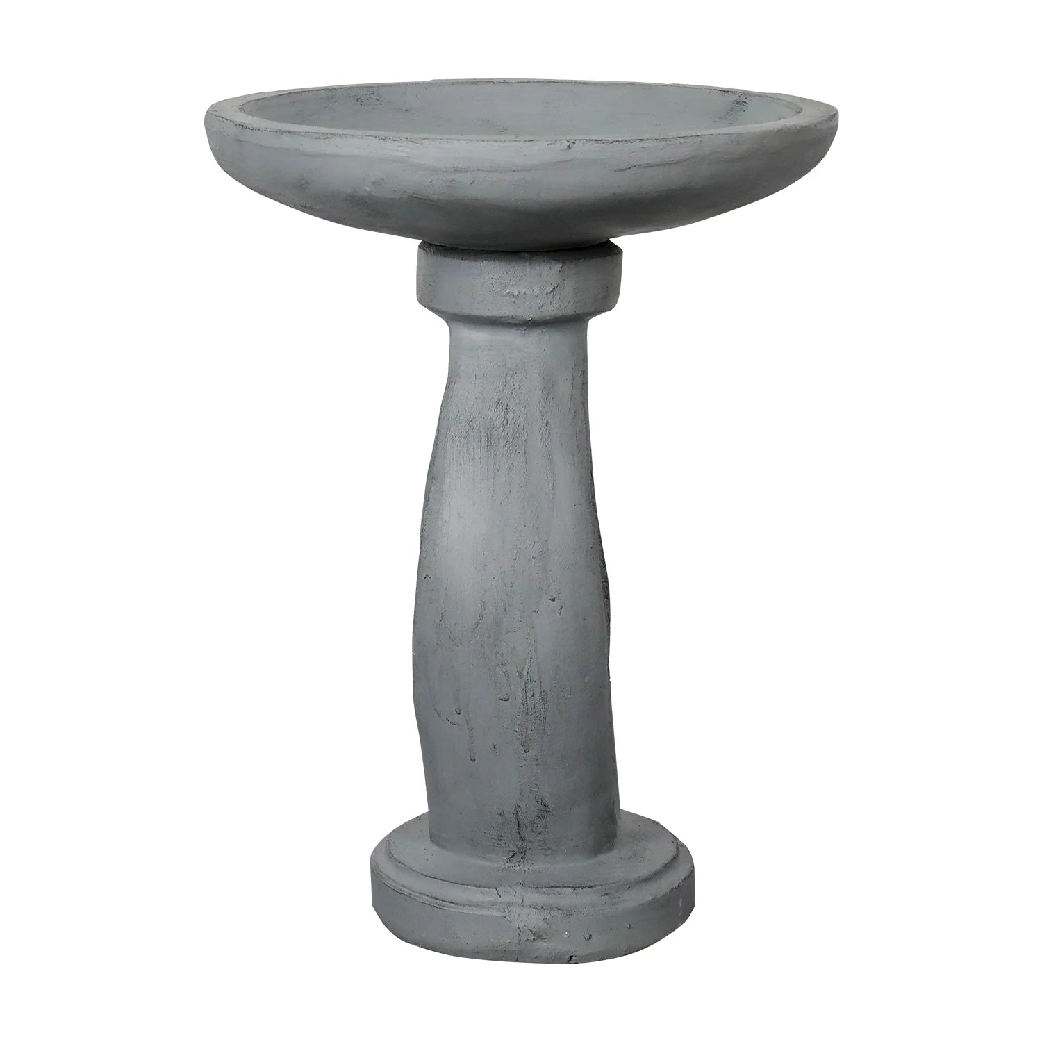 21.8 Inch Height Outdoor Bird Bath - Fibre Reinforced Concrete Large Bird Bath Stylish with Curved Pedestal for Garden, Patio, Backyard, Lawn