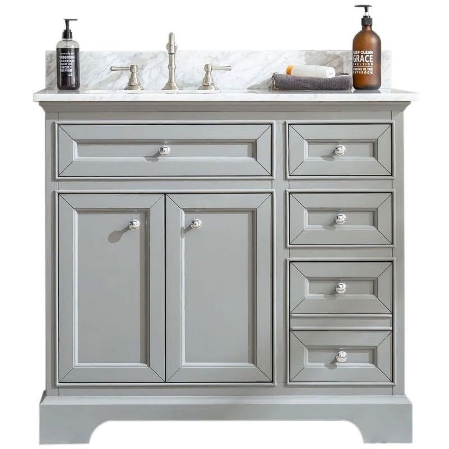 Ari Kitchen & Bath South Bay 55" Solid Wood Bathroom Vanity in Gray