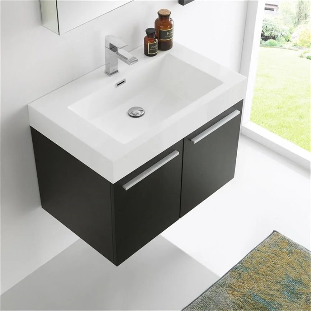 Vista 30"Black Wall Hung Bathroom Vanity & Medicine Cabinet