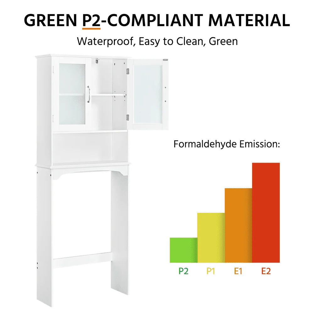 SmileMart Wooden Over the Toilet Storage Cabinet 3-Shelf for Bathroom, White