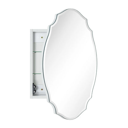 Frameless Irregular Medicine Cabinet with Beveled Mirror Bathroom Medicine Cabinet Mirror with Storage for Bathroom, 19'' H x 24'' W