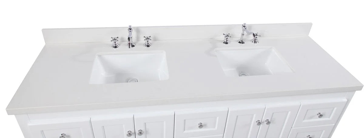 Abbey 72" Double Bathroom Vanity with Marine Gray Cabinet and Quartz Top