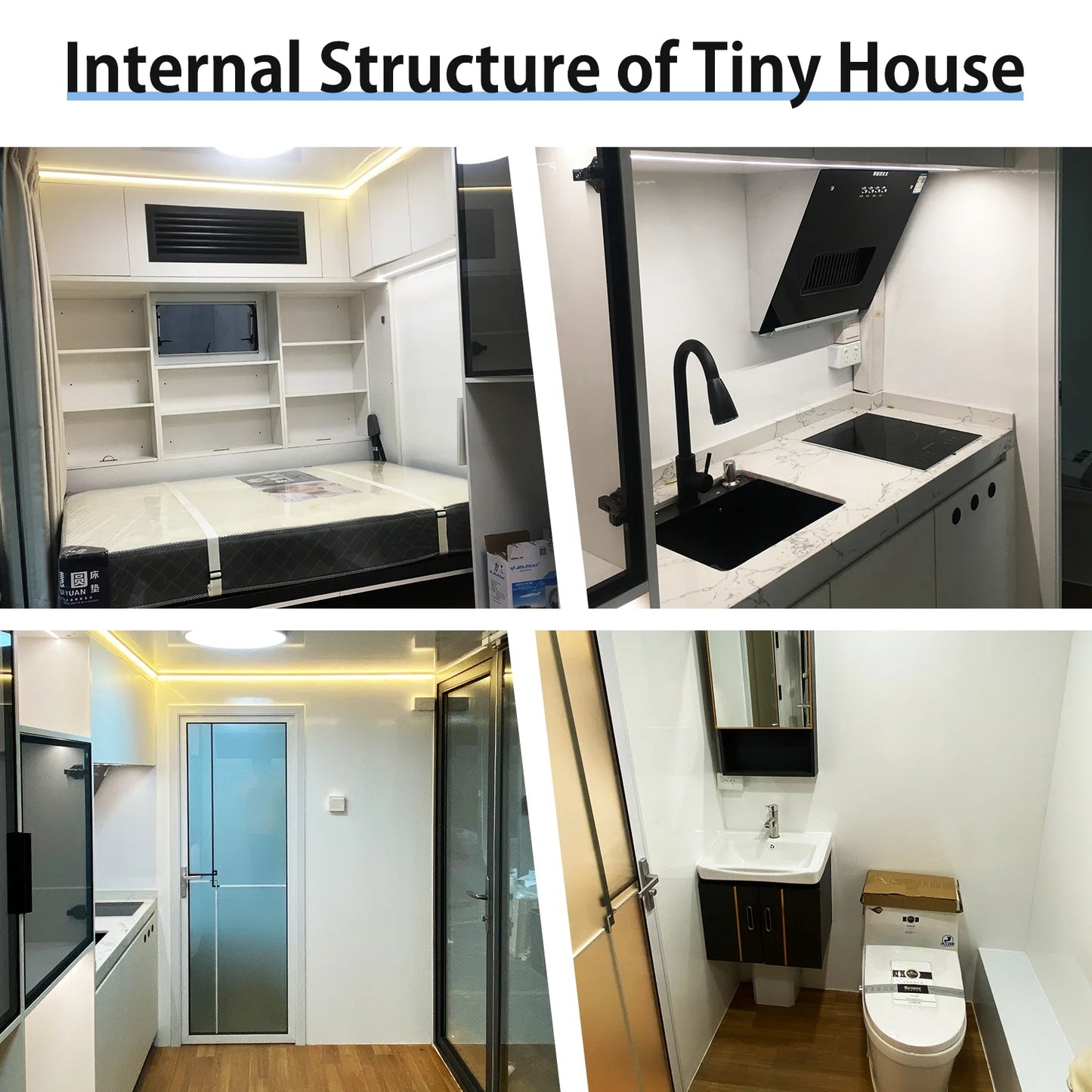 THLAND Luxury modern prefab cabin - 20ft mobile capsule with bedroom, kitchen and bathroom, storm resistant prefab cabin -16 typhoon and 11 earthquake proof mobile cabin for travel and outdoor living