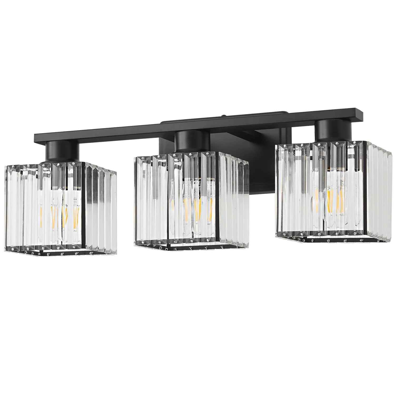 Deyidn Modern Bathroom Vanity Light 3-Lights Modern Black Gold Brushed Brass Finish Crystal Bathroom Wall Light Bathroom Vanity Light Fixtures