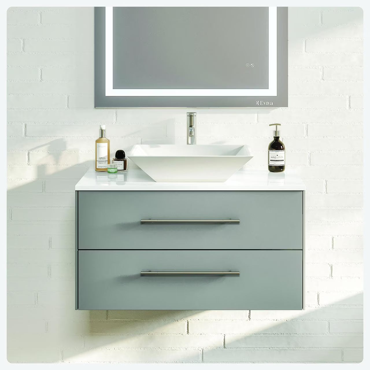 Totti Wave 30" Espresso Modern Bathroom Vanity w/ Super White Man-Made Stone Top & Sink