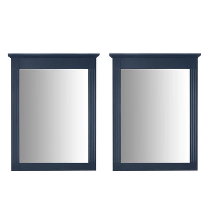 Forclover 33" x 26" 2 PCS Rectangle Wall-Mounted Vanity Mirror, Solid Wooden Framed Makeup Mirror, Bathroom Wall Mirror Apply to Bathroom Living Room Entryway, White