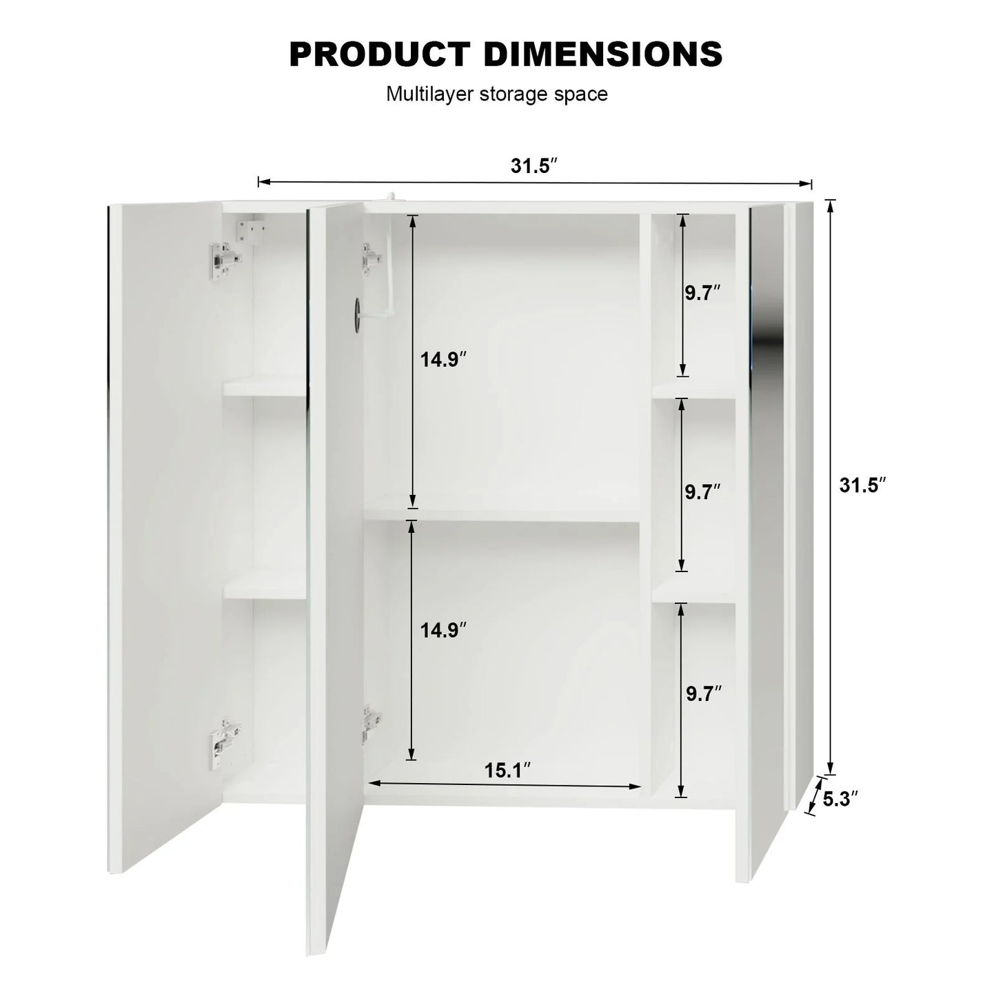 LED Lighted Medicine Cabinet With Mirror Large 3 Doors Medicine Cabinet Bathroom