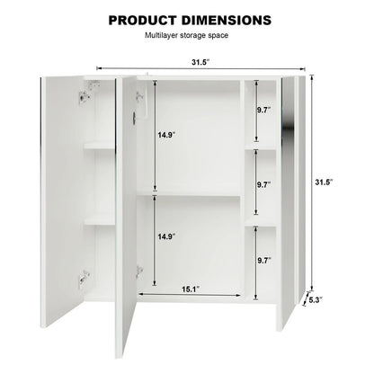 LED Lighted Medicine Cabinet With Mirror Large 3 Doors Medicine Cabinet Bathroom