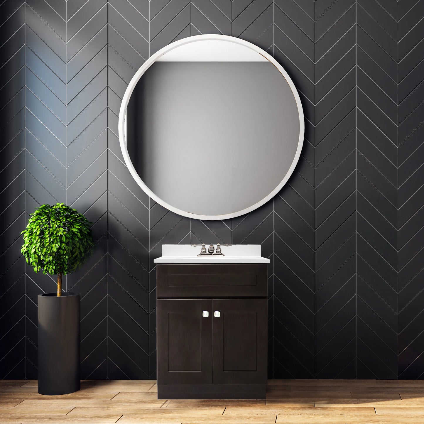 Design House Brookings 24" x 18" Ready to Assemble Solid Wood 2-Door Bath Vanity Cabinet, Espresso