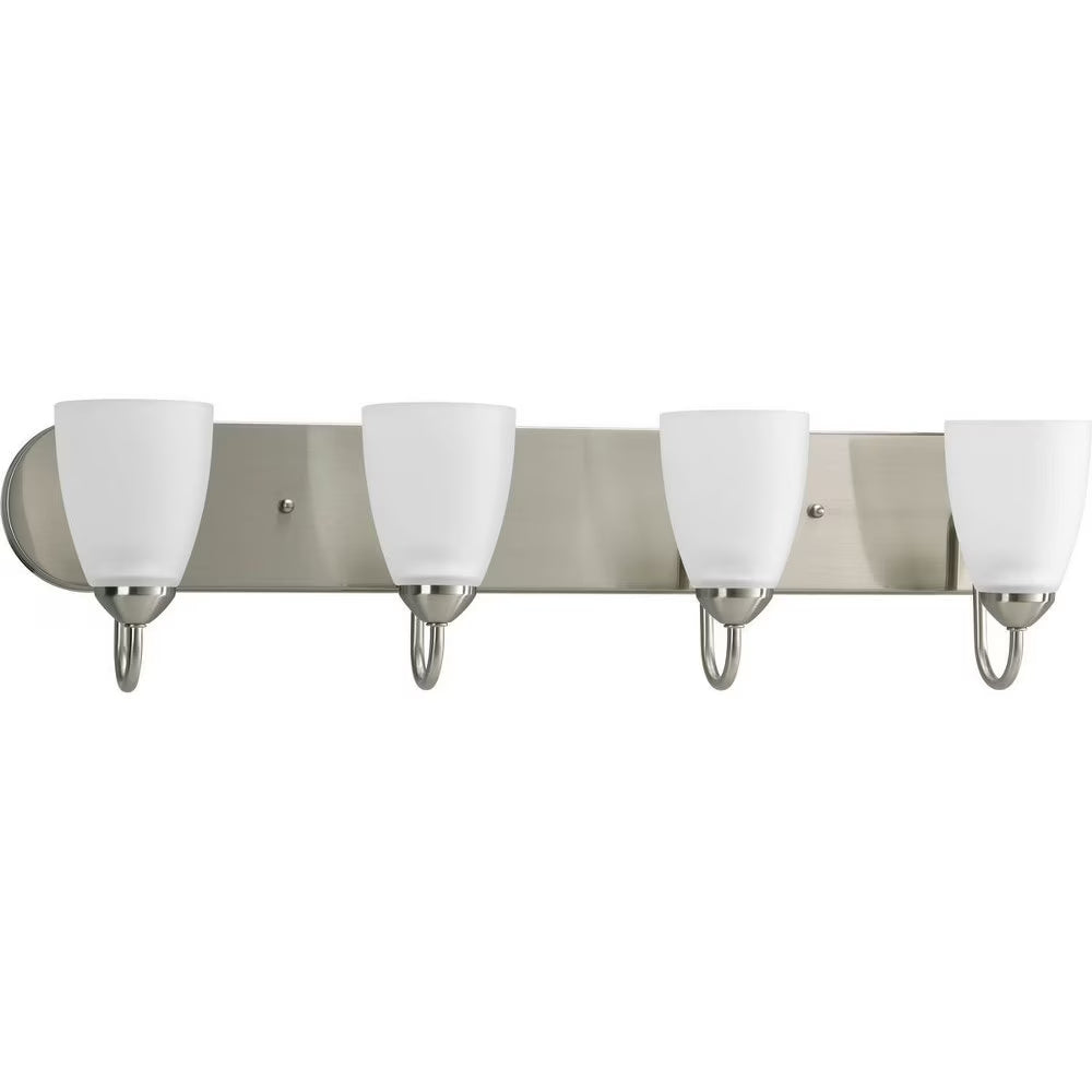 Gather Collection Four-Light Polished Chrome Etched Glass Traditional Bath Vanity Light