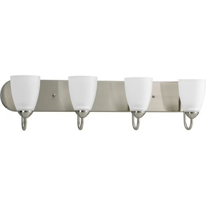 Gather Collection Four-Light Polished Chrome Etched Glass Traditional Bath Vanity Light