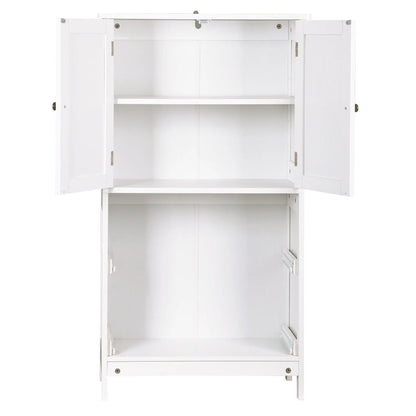 ZENSTYLE Freestanding MDF Bathroom Cabinet with 2 Drawers and Adjustable Shelf Extra Storage Space, White