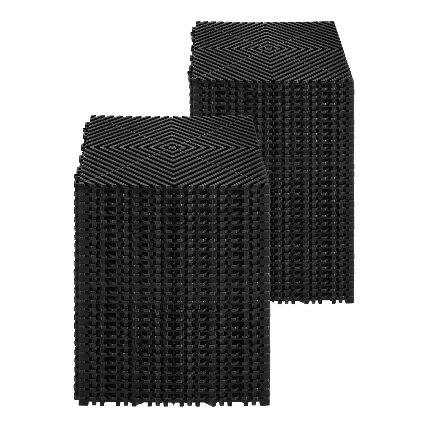 KFFKFF Drainage Floor Mat Set, 12�� x 12�� Modular Interlocking Padding, Set of 55 Connectable Drainage Mats, Slip-Resistant Black PP Drainage Floor and Bath Mat, Suitable for Garage, Garden