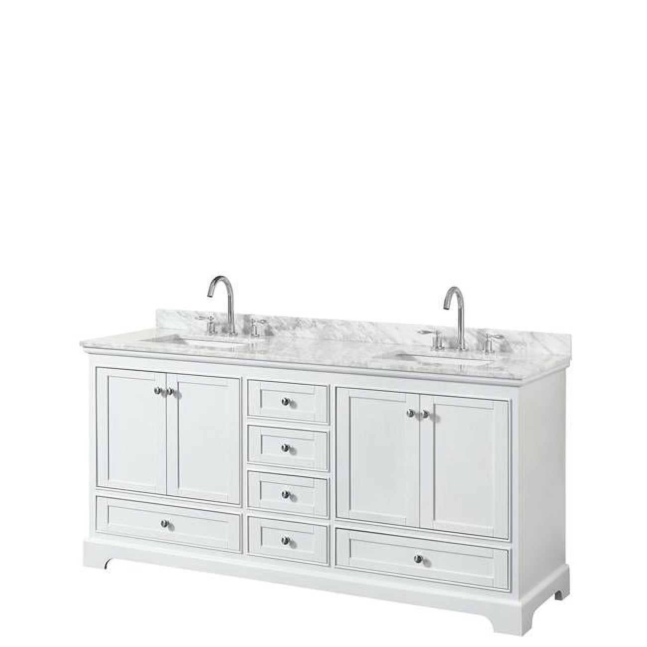 60 in. Double Bathroom Vanity, White Carrara Marble Countertop, Undermount Square Sink & No Mirror - Dark Gray