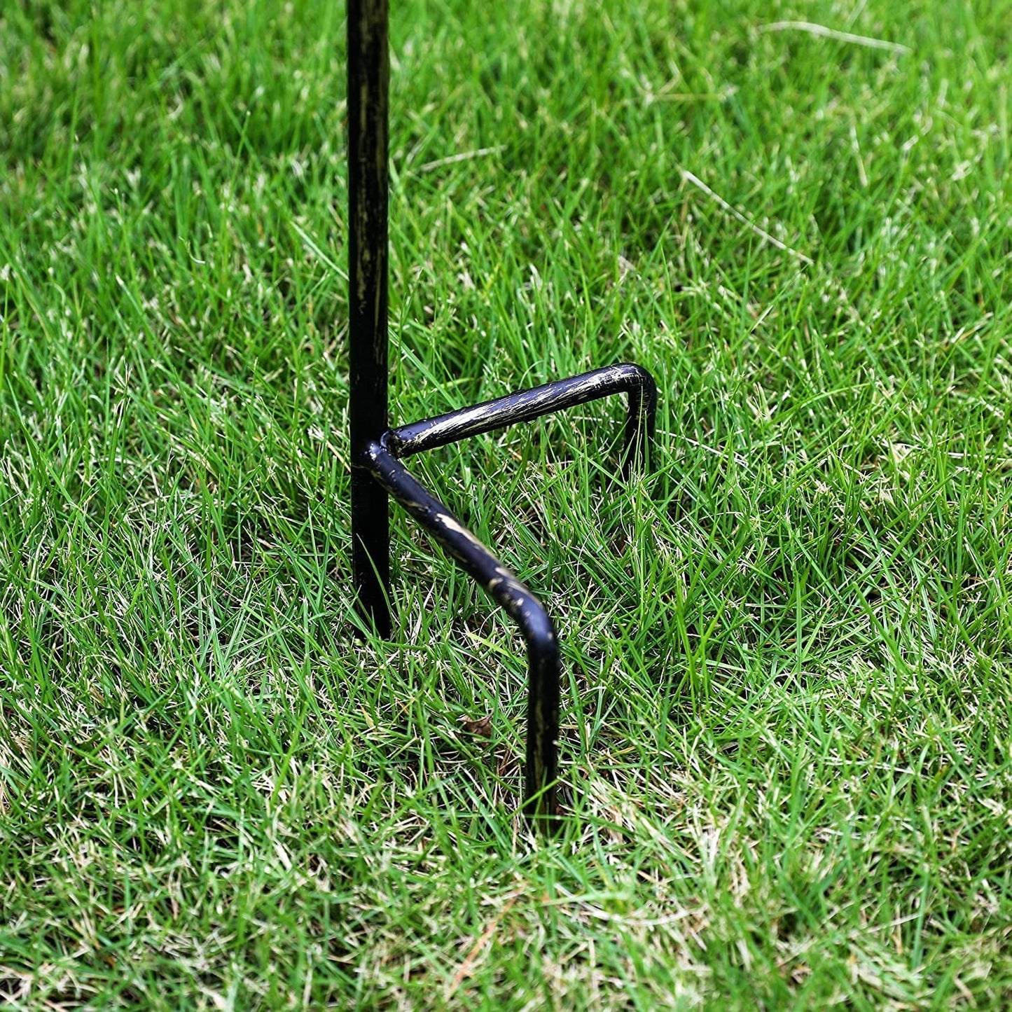 WHOLE HOUSEWARES D 13" x H 30" Birdbath/Feeder with Stake, Iridescent Crackled Glass