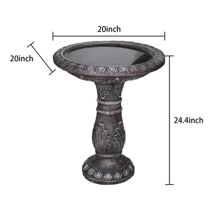 24.4 Inch Height Outdoor Bird Bath - Fibre Reinforced Concrete Large Bird Bath Stylish with Modern Pedestal for Garden, Patio, Lawn, Backyard