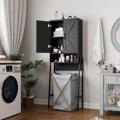 Vabches Over The Toilet Storage Cabinet, 68" H Farmhouse Freestanding Bathroom Storage Organizer with Double Doors & Storage Shelves