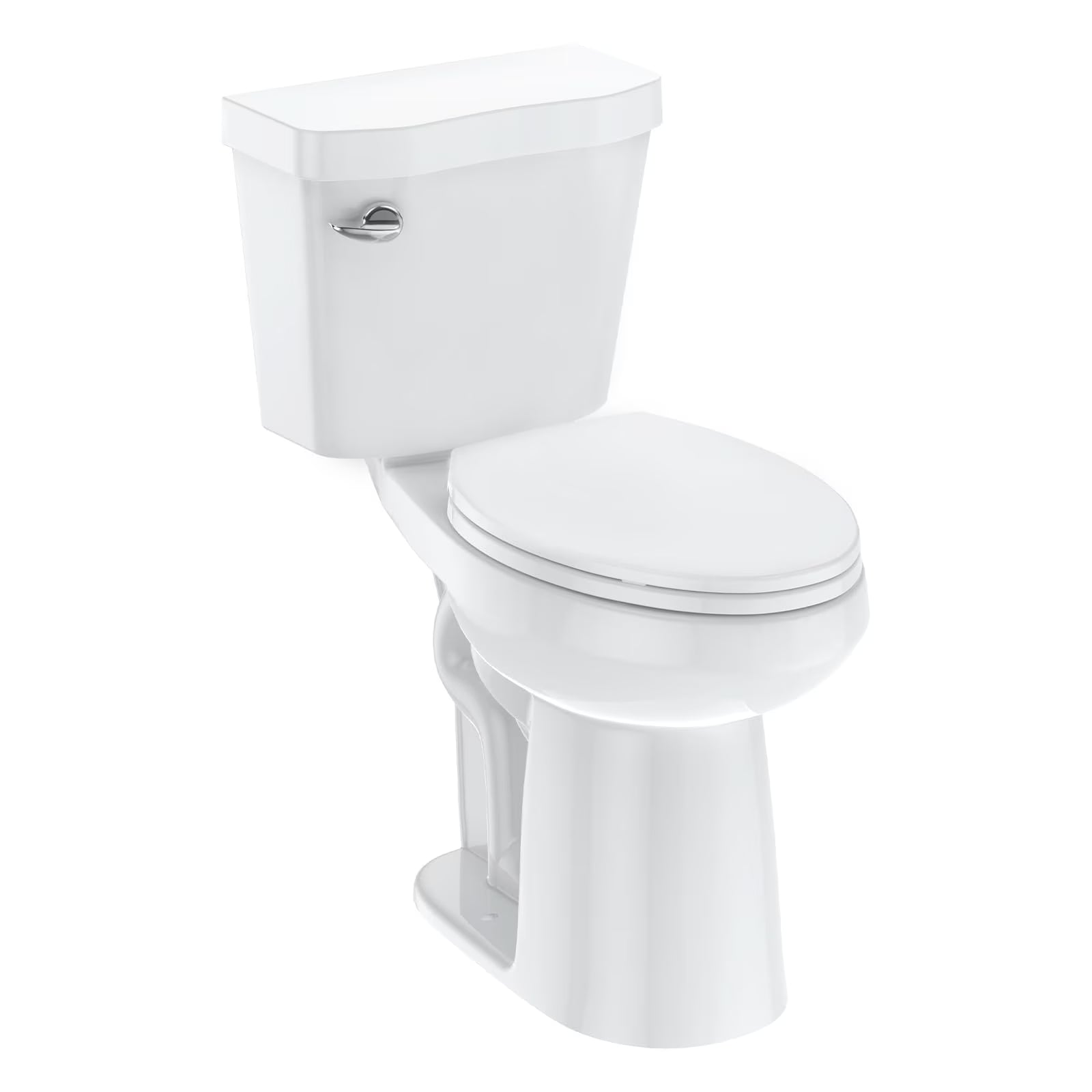 TROPOW Toilet, Two-Piece Toilet, ADA Toilet with Dual Flush, Elongated Toilets for Bathrooms with Soft Close Seat, Universal Height,White