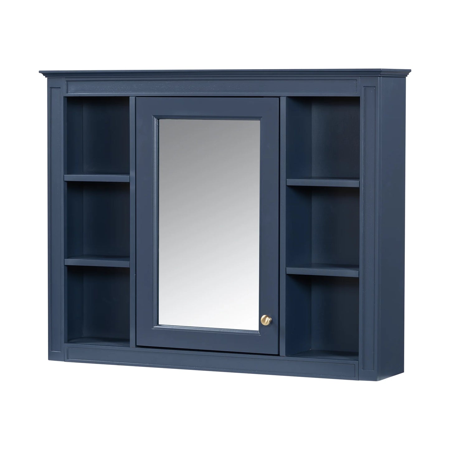 Furvclv Bathroom Wall Mirror Cabinet Modern Wall Mounted Cabinet Storage Organizer With Single Mirror Door 6 Open Shelves