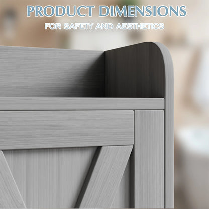 Lacoo Over The Toilet Storage Cabinet with Barn Doors, Farmhouse Style Space Saver for Over Toilet Storage with Toilet Paper Holder, for Bathroom, Restroom, White