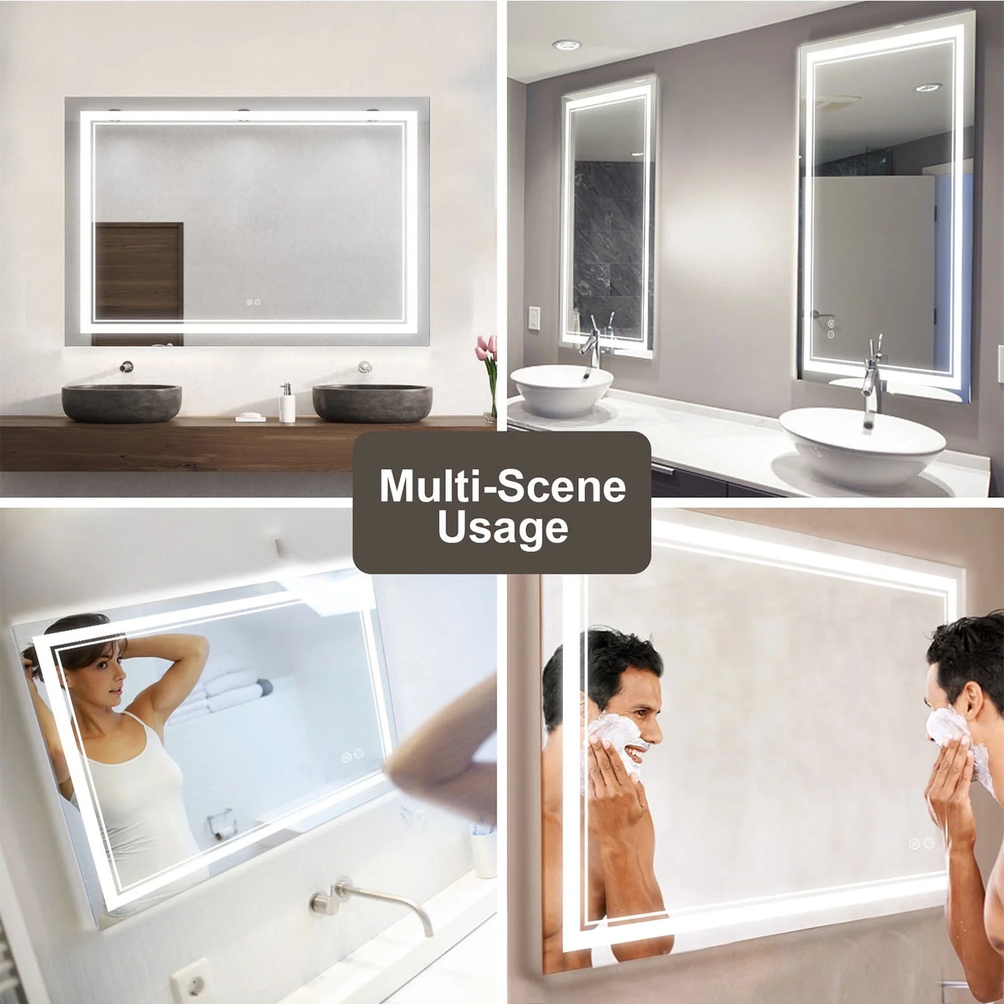 Frameless Frontlit LED Anti-fog Bathroom Vanity Mirror 96x36 inch
