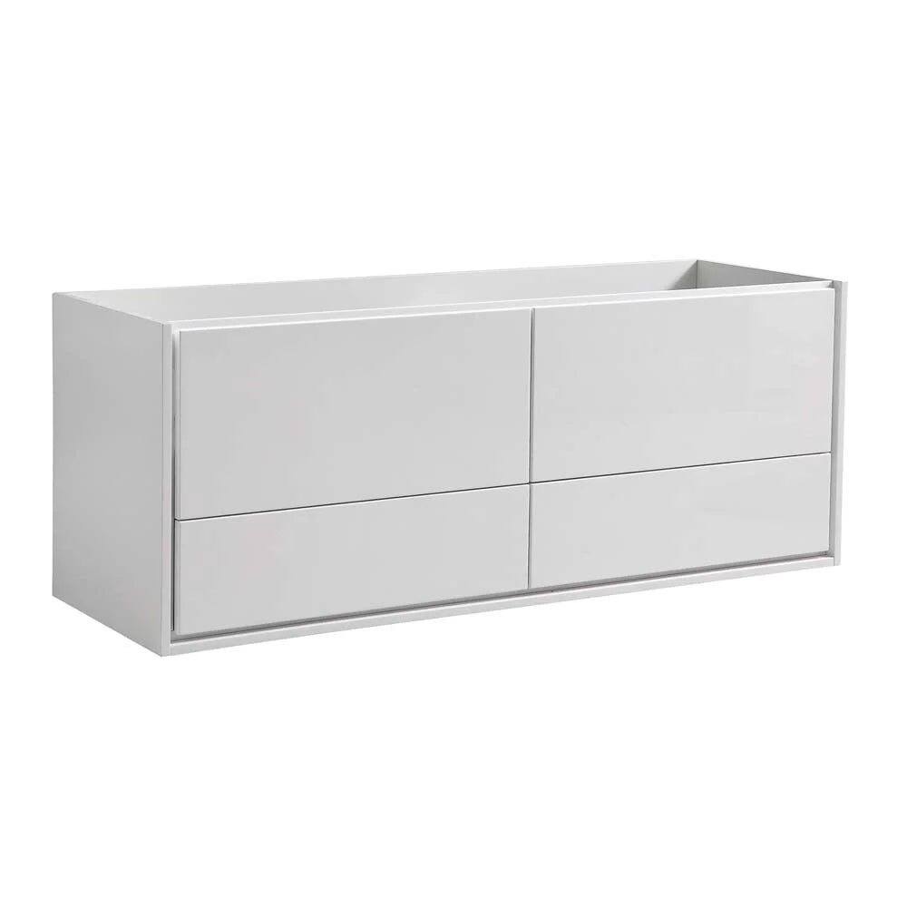 Fresca Catania 60" Wall Hung Single Sink Wood Bathroom Cabinet in Glossy White