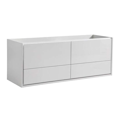 Fresca Catania 60" Wall Hung Single Sink Wood Bathroom Cabinet in Glossy White