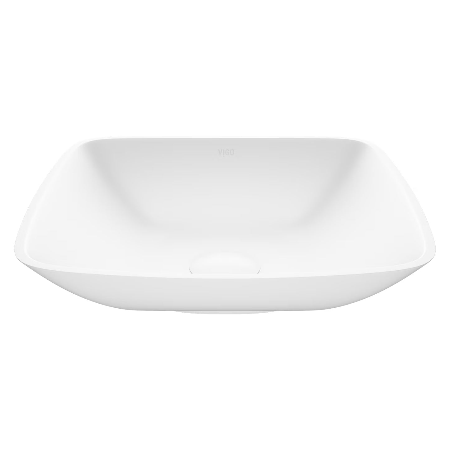VIGO Hyacinth Modern White Matte Stone 14 in. L x 14 in. W x 4 in. H Square Vessel Bathroom Sink