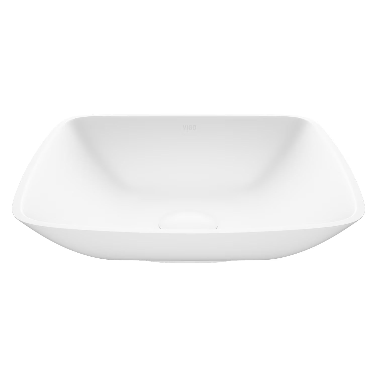 VIGO Hyacinth Modern White Matte Stone 14 in. L x 14 in. W x 4 in. H Square Vessel Bathroom Sink