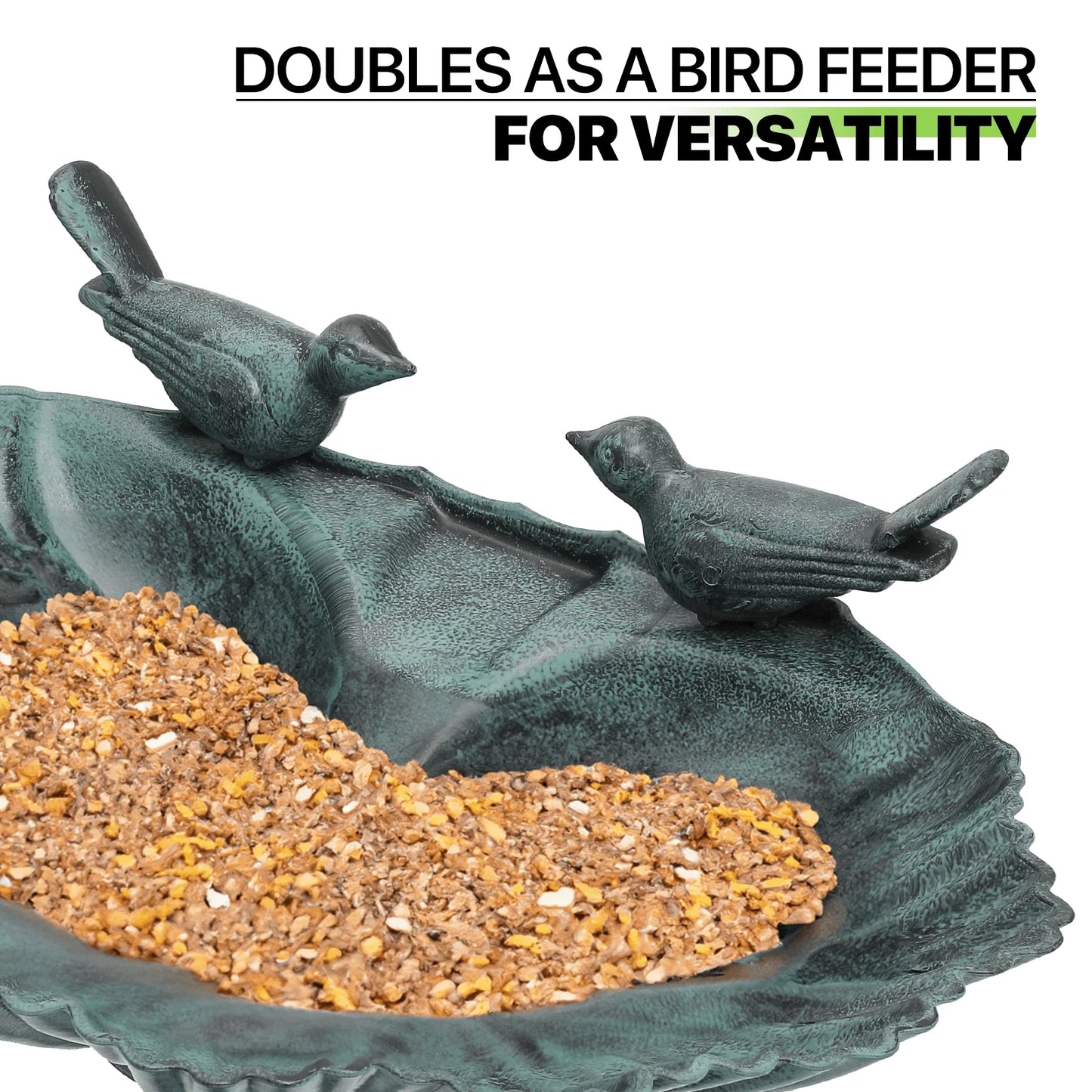 Magshion 28" Outdoor Garden Green Pedestal Bird Bath with Solar Pumb, for Patio Backyard Décor