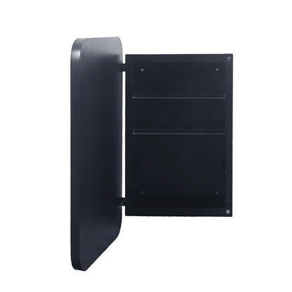 20x30 Inch Recessed Black Metal Medicine Cabinet with Full-Length Mirror - Adjustable Tempered Glass Shelves, Moisture-Resistant Storage, Wall-Mounted Design for Modern & Traditional Bathrooms