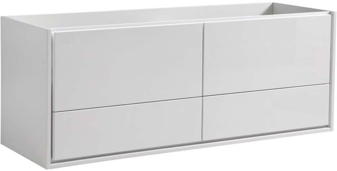 Fresca Catania 60" Wall Hung Single Sink Wood Bathroom Cabinet in Glossy White
