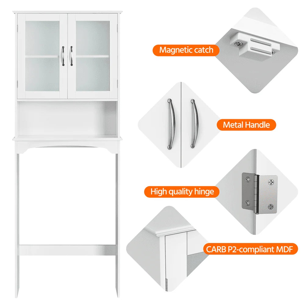 SmileMart Wooden Over the Toilet Storage Cabinet 3-Shelf for Bathroom, White