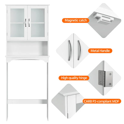 SmileMart Wooden Over the Toilet Storage Cabinet 3-Shelf for Bathroom, White