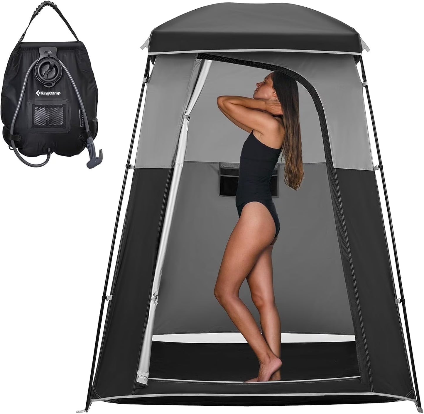 KingCamp Shower Tent, Portable Camping Bathroom Tent with 5 Gallon Solar Heated Bag, Outdoor Privacy Changing Room Tent, Privacy Shelter for Toilet, Dressing Outdoor Camping, Hiking