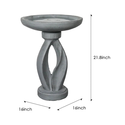 21.8 Inch Height Outdoor Bird Bath - Fibre Reinforced Concrete Large Bird Bath Stylish with Curved Pedestal for Garden, Patio, Backyard, Lawn