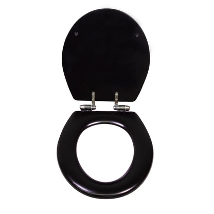 Dalton Toilet Seat Round Soft Close ??Black Rustic Wooden Round Standard Toilet Seat for Bathroom ??Design House, 561241-BLK