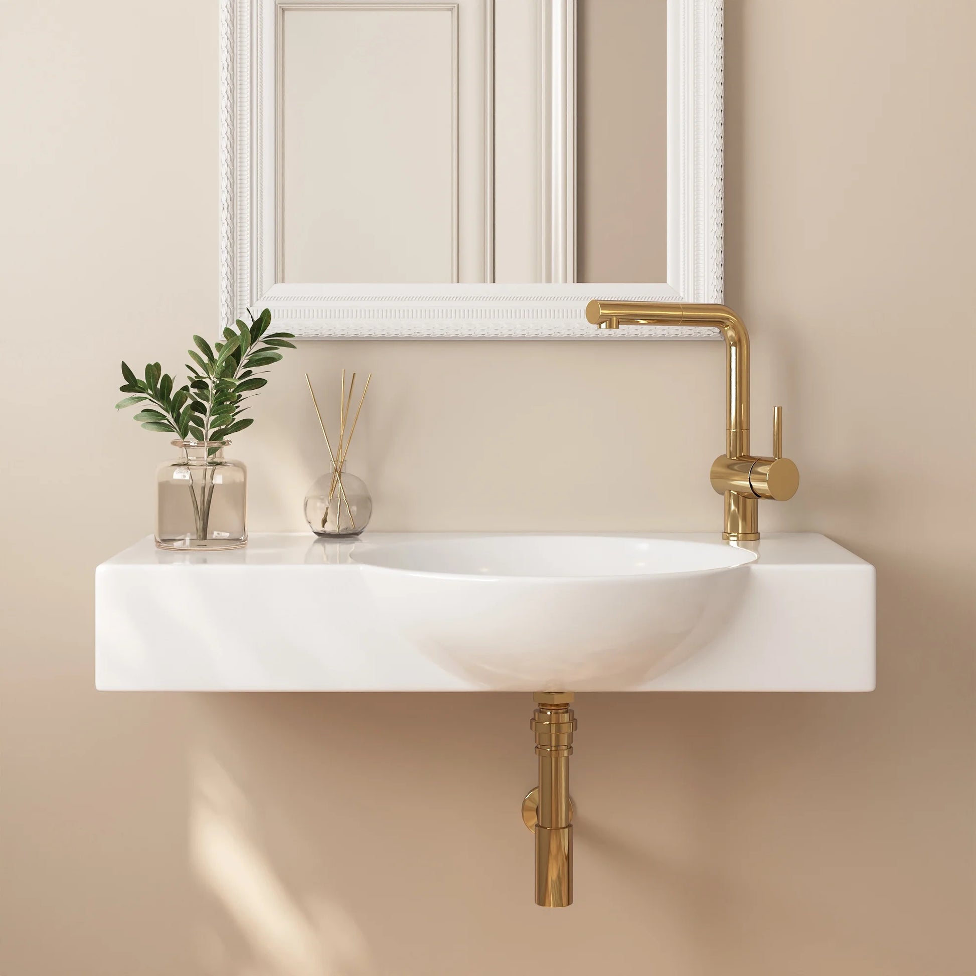 DeerValley DV-1WS0125 30" x 18" White Rectangular Vitreous China Wall Mount Bathroom Sink with Faucet Hole